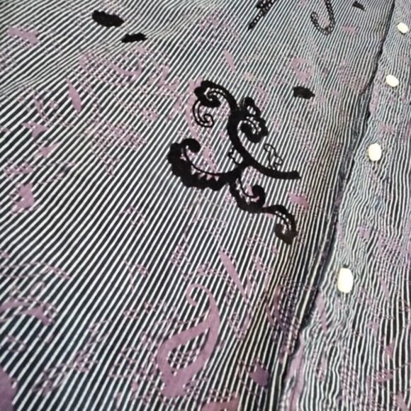 Vintage Red Floral Long Sleeve Button Up Shirt Men's 2XL Black Purple Stripe EUC - Picture 3 of 12